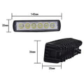 Black die-cast aluminium 18W auxiliary spotlight for car or truck mounting.