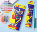 Wooden student colour pencil art set showing brush colour and double head options in 12 or 24 colour configurations