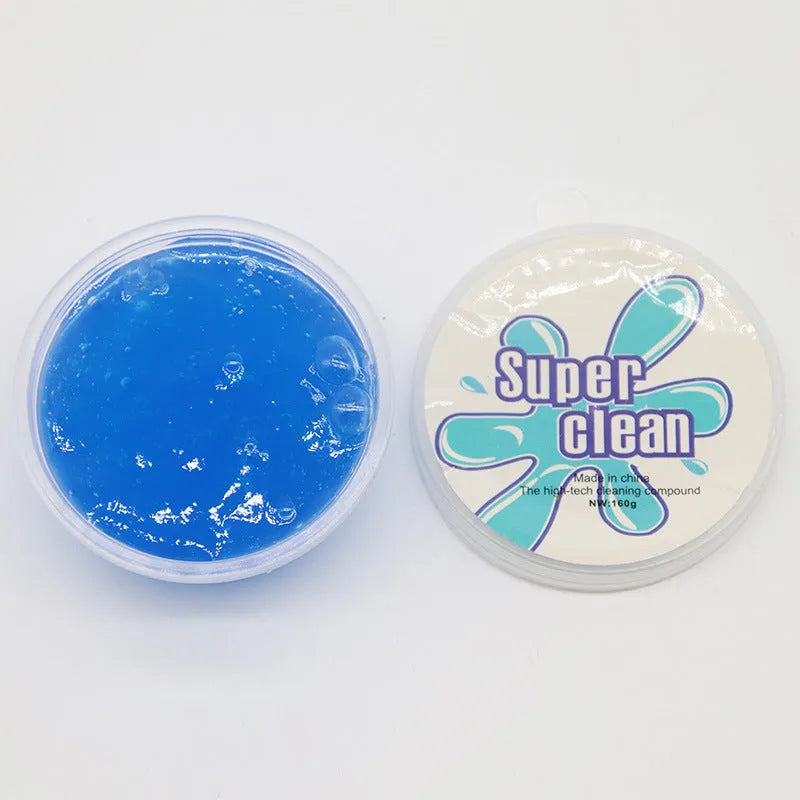 Non-toxic reusable cleaning gel slime for keyboards and car interior dust removal in blue colour