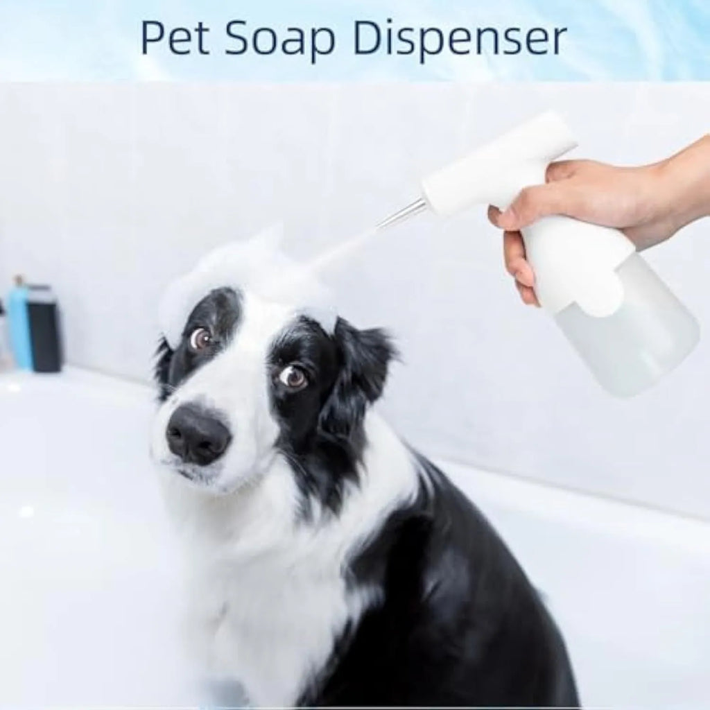 White electric foam soap dispenser with two nozzle attachments and USB charging cable