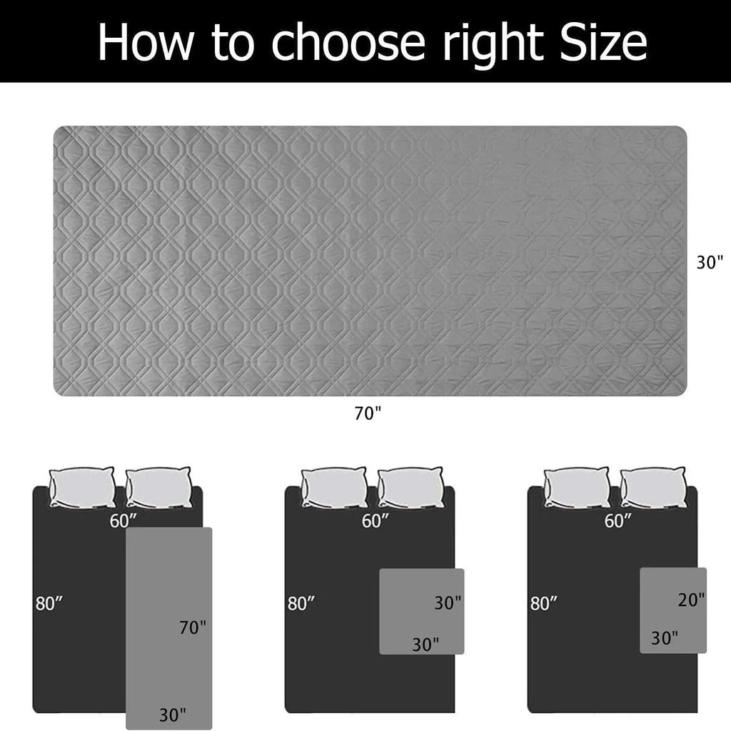 Reversible waterproof dog blanket laid on a sofa, showing two colour options.