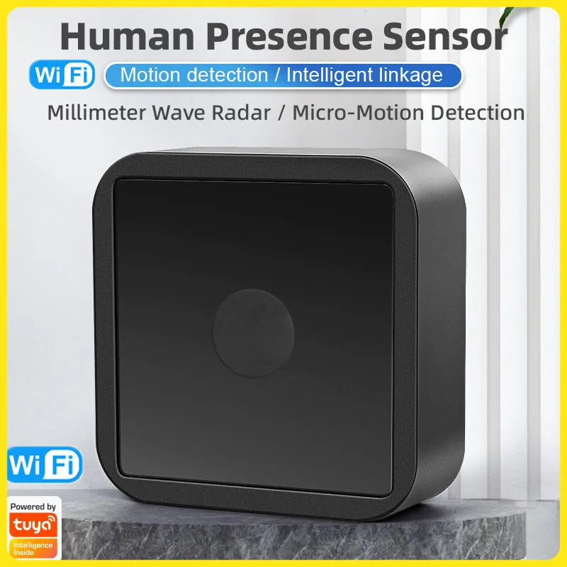 Doodle Smart WiFi Zigbee human body exists sensor in black, 24G millimetre wave radar, 10x10x4cm