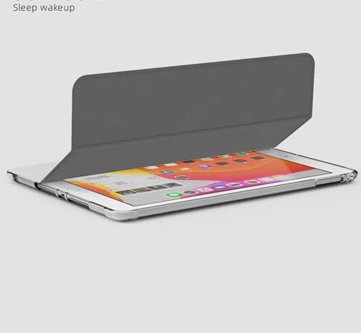 Silicone tri-fold tablet case for iPad with pen tray in wave point colour, imitation leather cover