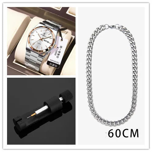 Ultra-thin men's quartz watch with 41mm luminous dial, 5mm thickness, mineral glass mirror, and stainless steel butterfly buckle