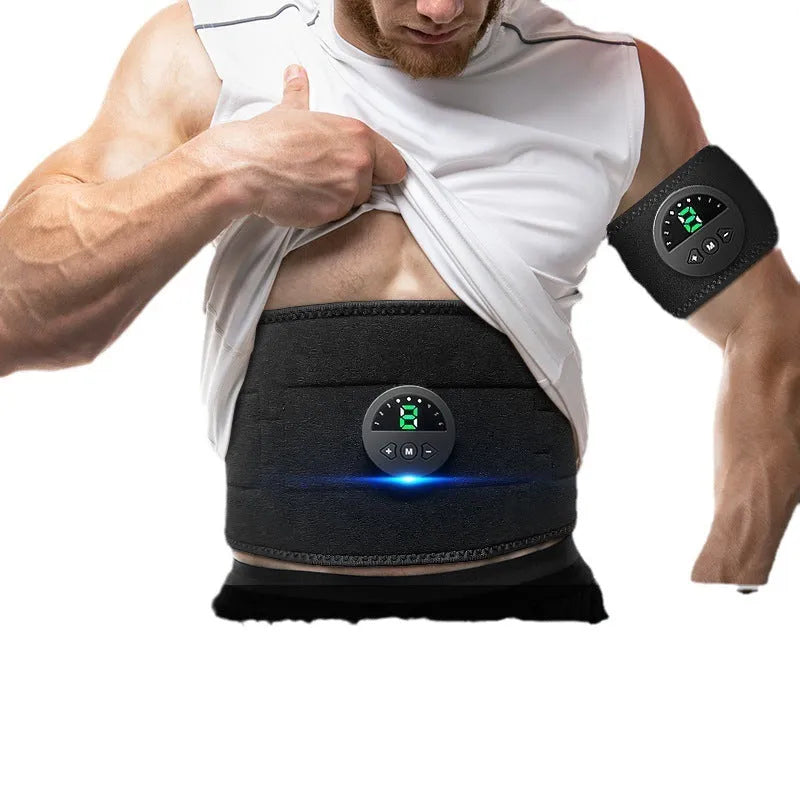 Fitness waist belt with LED display screen showing 120cm length for abdominal workouts