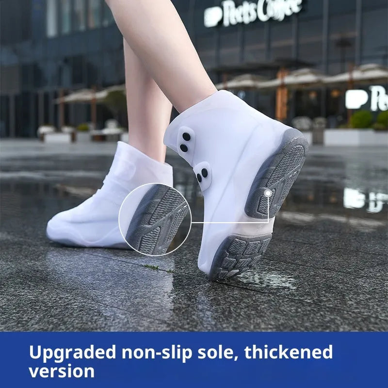 Men's and women's silicone waterproof shoe cover in black with non-slip sole, size M to XXL