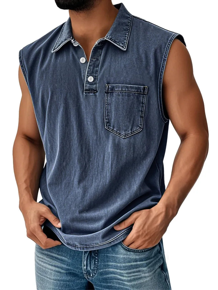 3D digital print men's button polo shirt short sleeve loose fit polyester casual top
