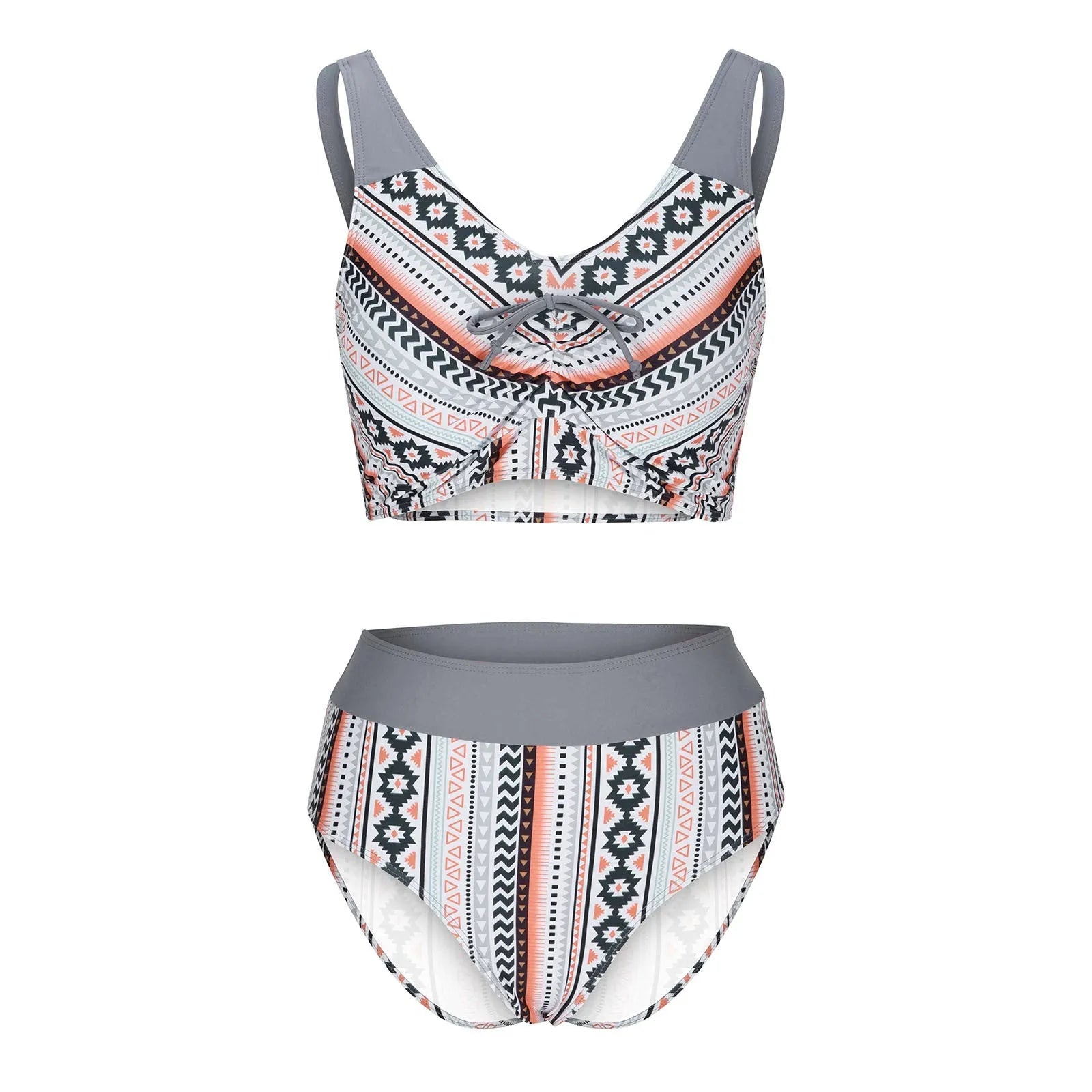 Blue women's cross sling split swimsuit on a mannequin, showing the bikini design.