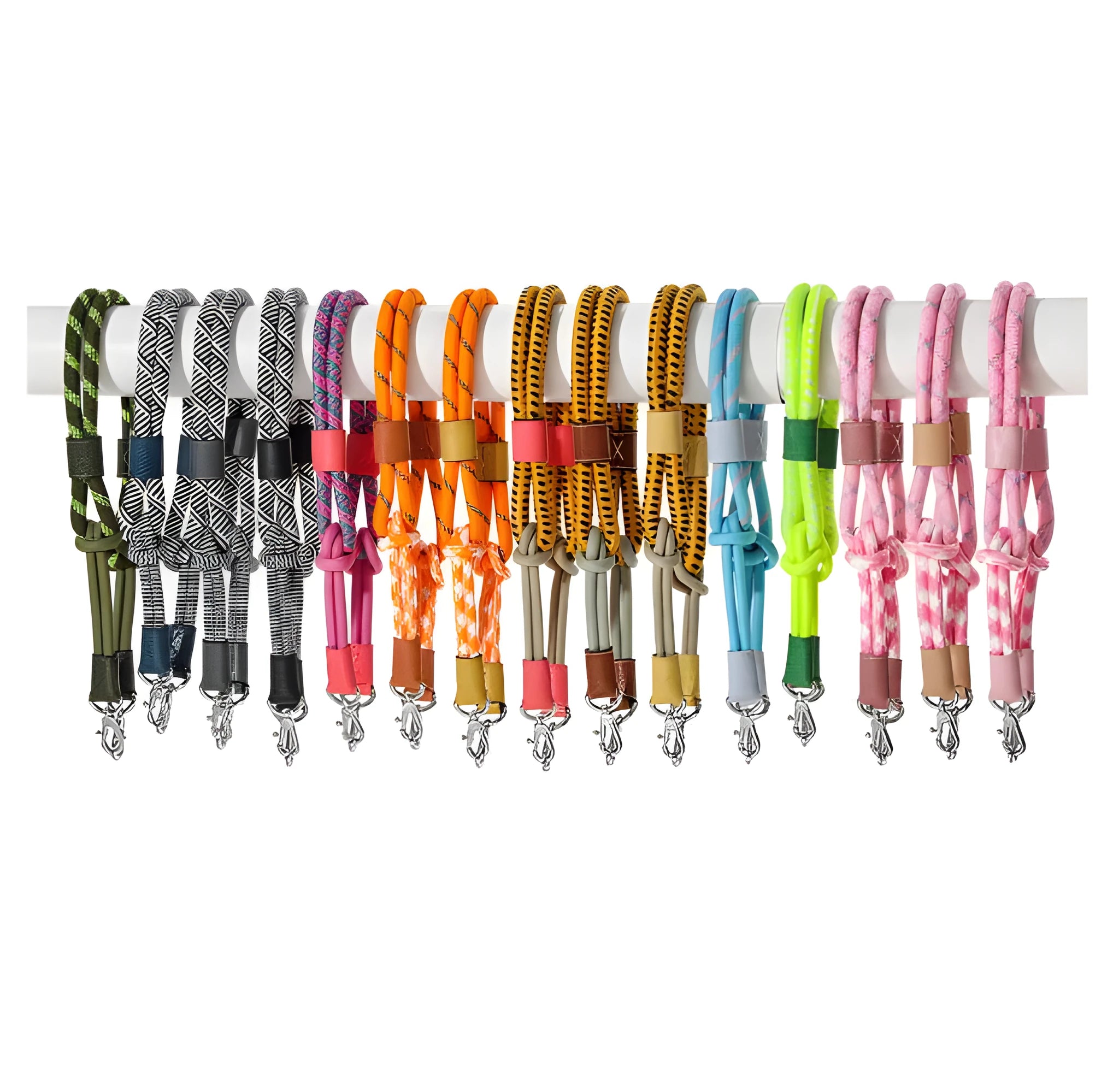 Braided nylon and leather crossbody shoulder strap with alloy buckle in gold or silver finish