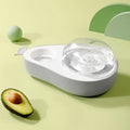 Avocado-shaped pet automatic feeder with 690ml water bottle slow feeder bowl for cats and small dogs in Moonlight Grey and Olive Green