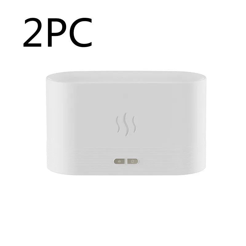 Square black ultrasonic aroma diffuser with flame light effect and mist output