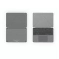 Grey wireless Bluetooth folding keyboard for mobile phones and tablets.