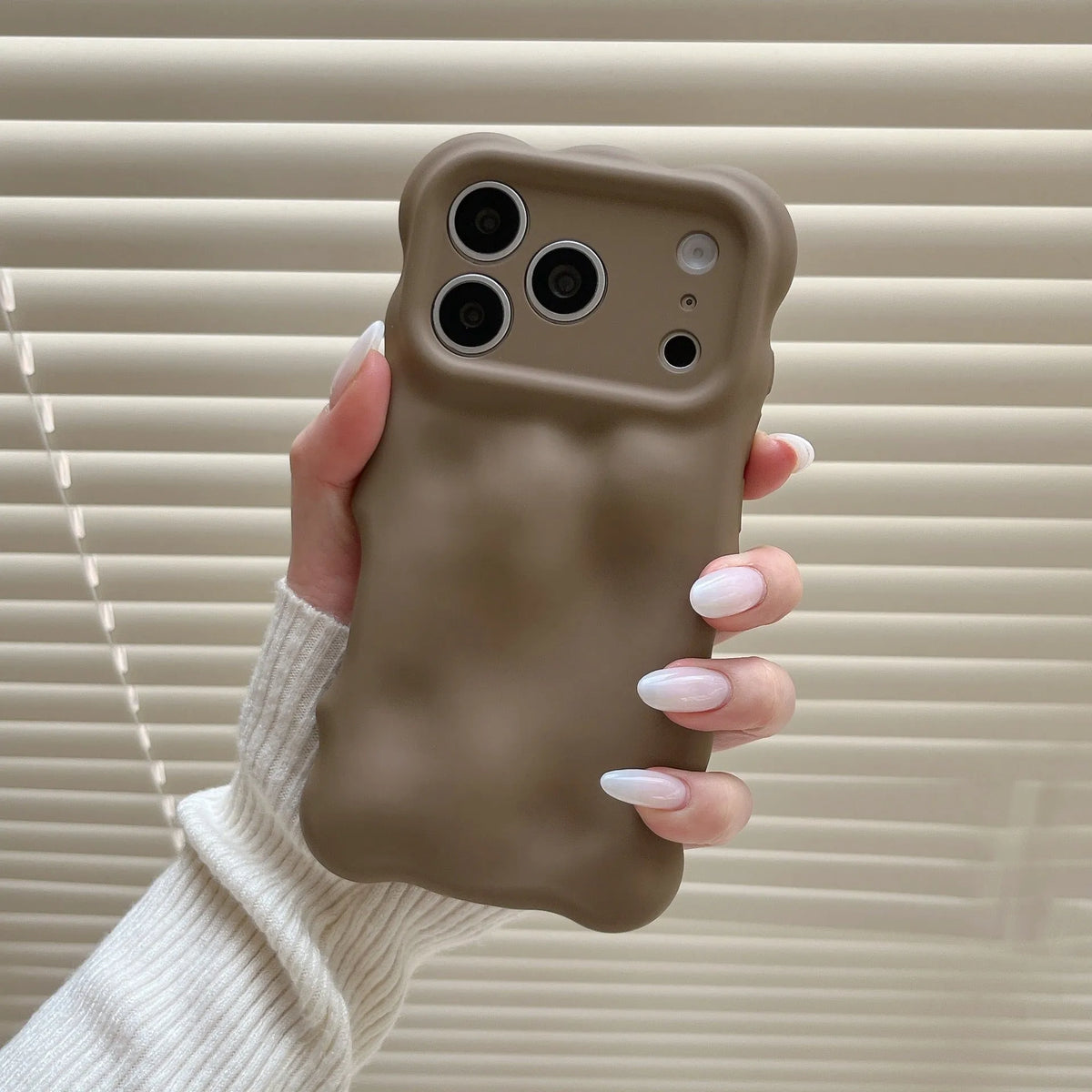 3D meteorite wave TPU phone case with frosted finish in khaki, pink, purple, wine red for iPhone 13 to 17 series