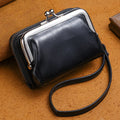 Ladies buckle coin purse with 4-inch metal clip showing zip closure in multiple colour options