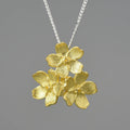Sterling silver Myosotis Sylvatica floral pendant in pastoral style with hand-designed details