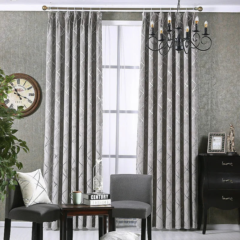 Solid colour chenille blackout curtain in beige with jacquard weave texture 1mx2.7m
