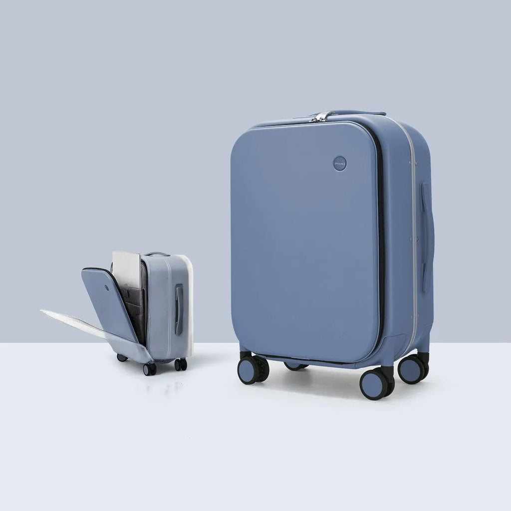 Front opening hard PC suitcase 20 inch with built-in lock and universal wheels in mineral ash frosted finish