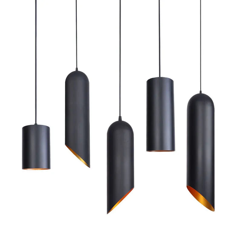 Retro industrial cage chandelier with matte black iron finish, shown in short and long pendant versions.