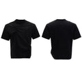 Men's black cotton t-shirt with pleated detail and round neck collar