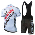 Breathable mesh cycling suit set for men and women, top and trousers, plain pattern, summer activewear
