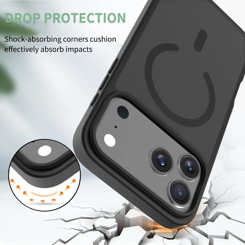 Frosted two-in-one anti-drop phone shell for Apple iPhone 16 and 17 series in black