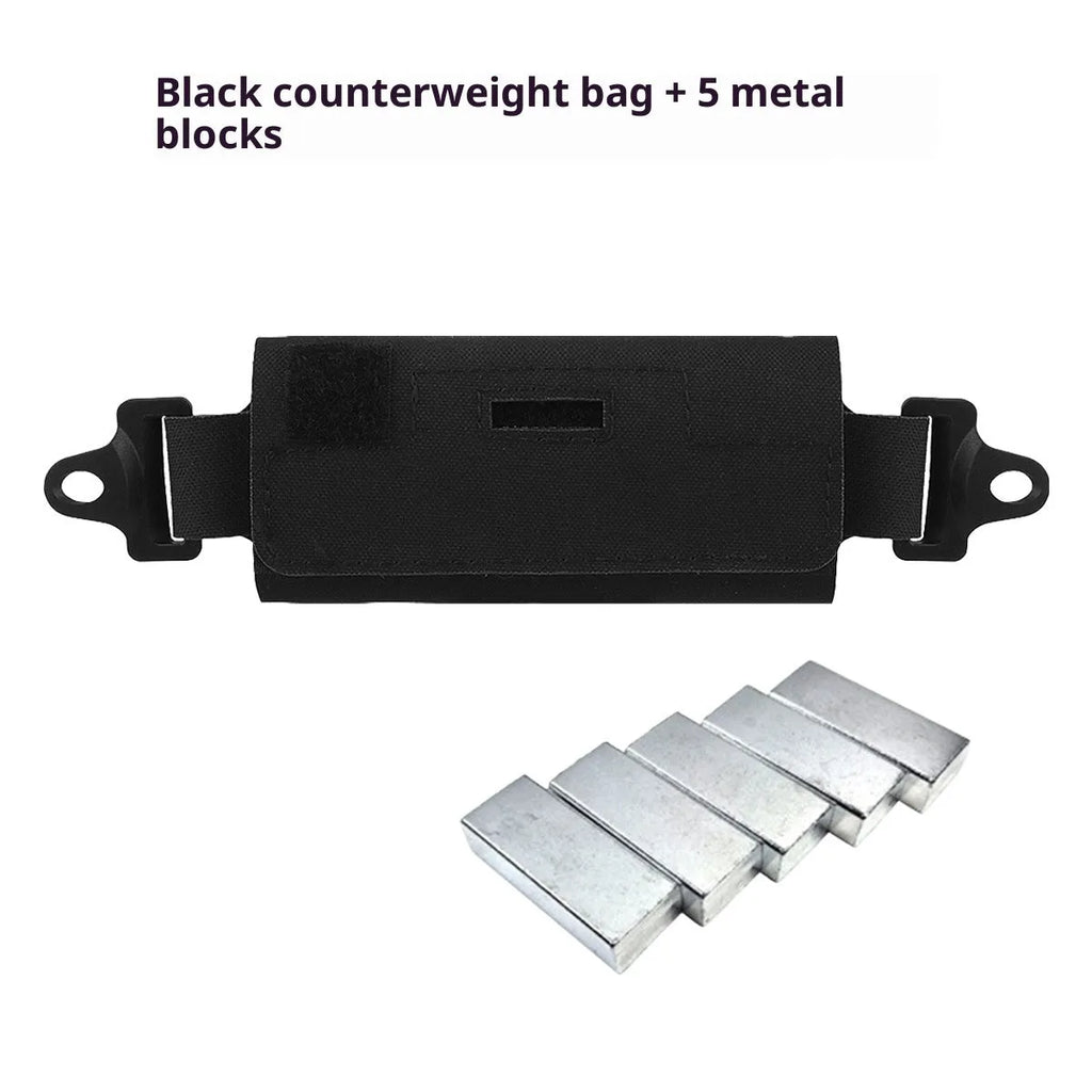 Outdoor Tactics metal helmet balance weight bag with five metal blocks in black colour on a helmet