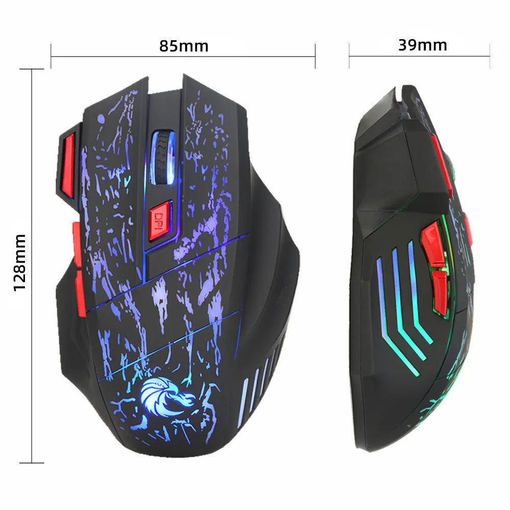 H300BK colour wired gaming mouse with luminous LED lighting effects showing USB cable connection