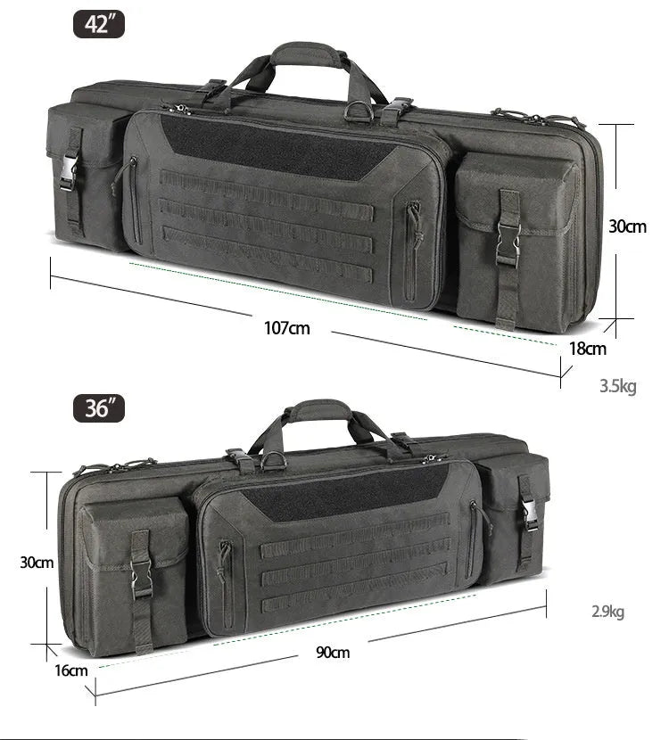 Large capacity waterproof sea fishing bag with double layers for rods and reels in black, 42 inch size