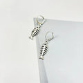 Women's fishbone pendant necklace and matching earrings set with adjustable O-chain in retro style