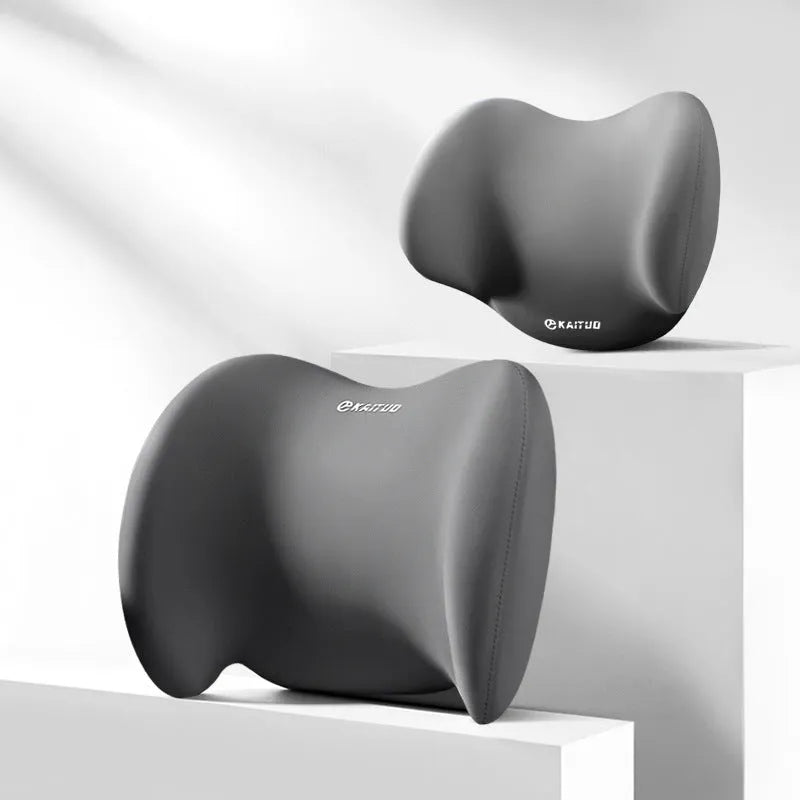 Automotive headrest and lumbar support pillows with geometric pattern in multiple colour options