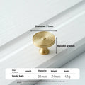 Brass knurled cabinet handle with polished brushed finish and sealing glaze for drawer or wardrobe use