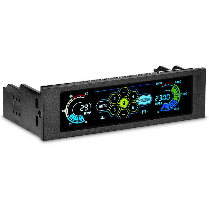 Black touch screen PC temperature controller for optical drive bay installation with colourful LED display