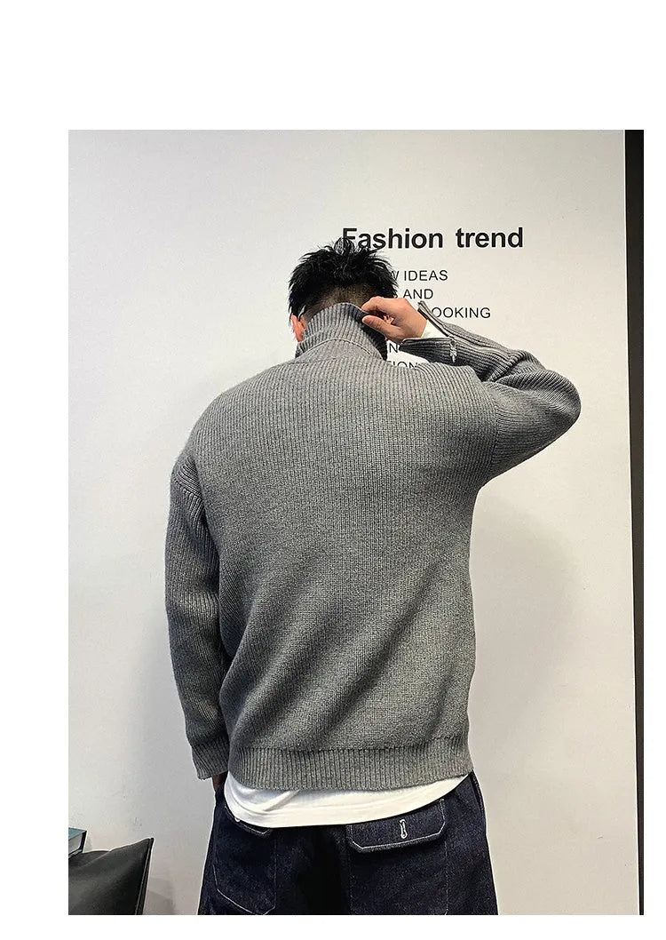 High end inner layered bottom top with turnable high collar and raglan sleeves in black, grey, white