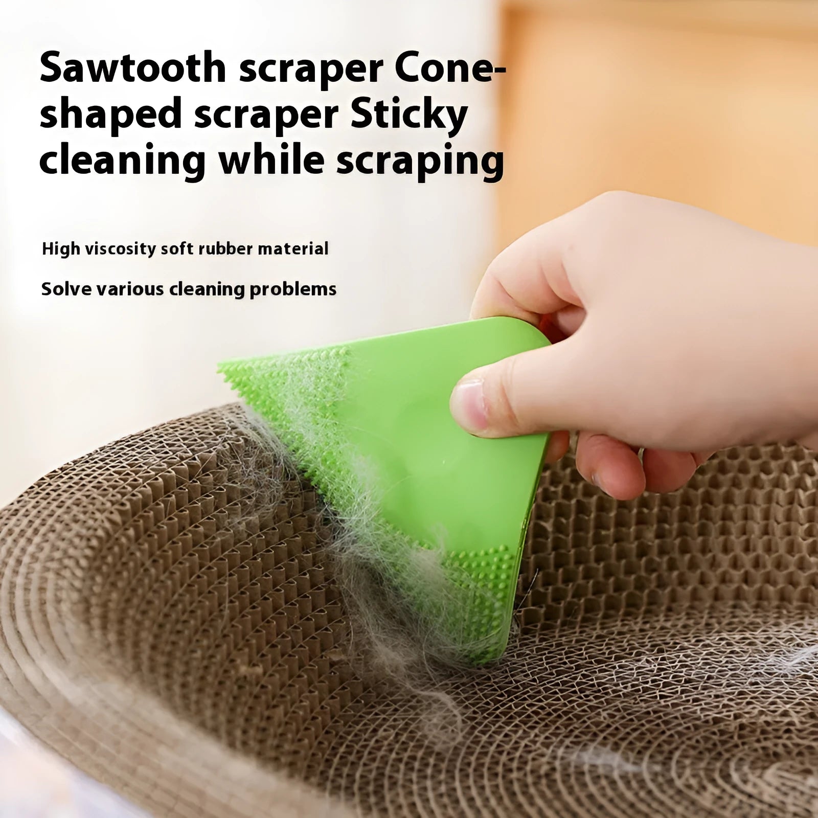 Dual-sided pet hair scraper and grooming comb in avocado green colour.