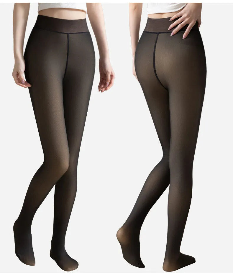 Women's thickened velvet transparent pantyhose in black showing hip lifting and shaping function