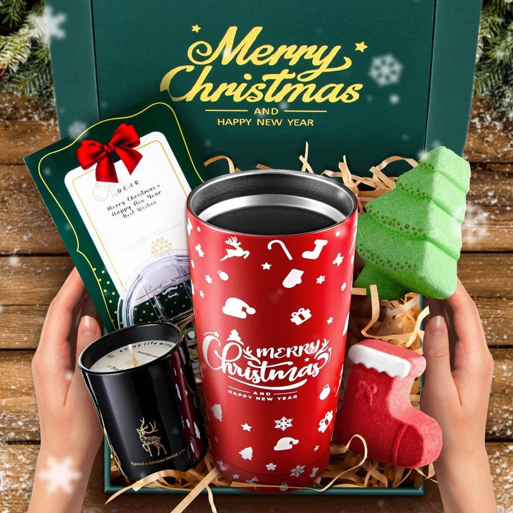 Christmas gift box with holiday cup and aromatherapy set, 20.3 x 15.2 x 9 cm