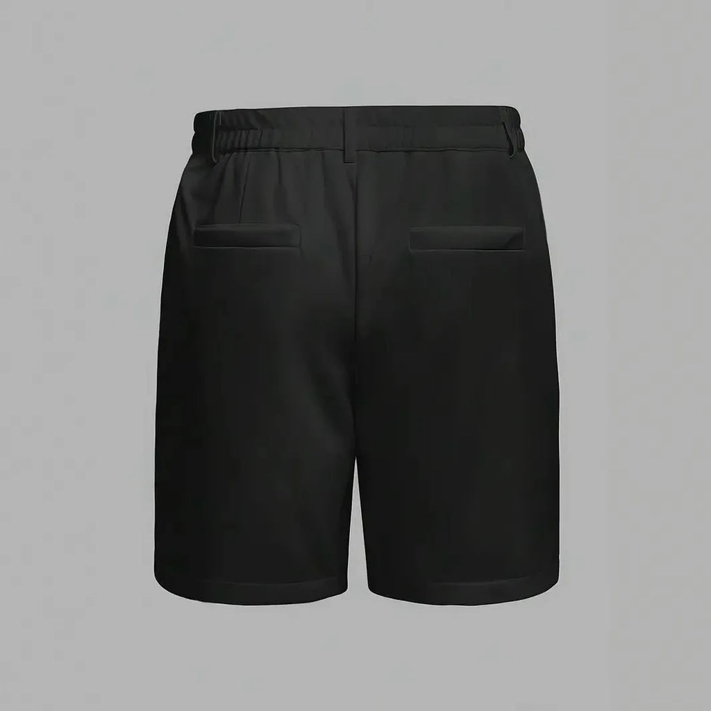 Men's solid colour cotton blend sports shorts with straight leg Korean style.