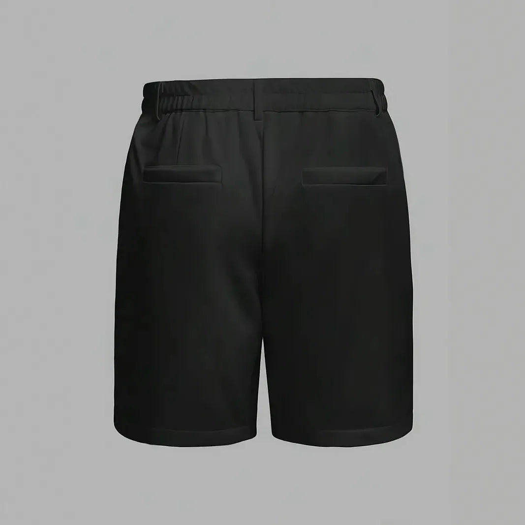 Men's solid colour cotton blend sports shorts with straight leg Korean style.