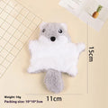 Plush flying squirrel cat teaser toy in brown and grey with ringing paper sound, on a plain background