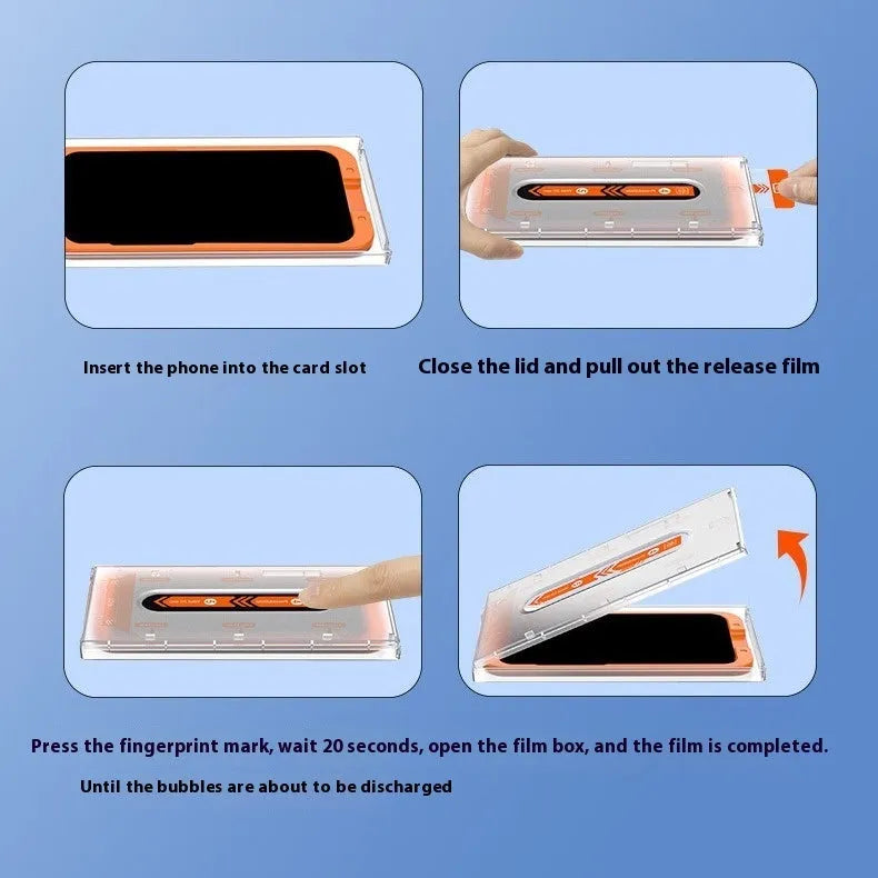 Tempered glass screen protector for iPhone with HD dustproof film and second sticker box
