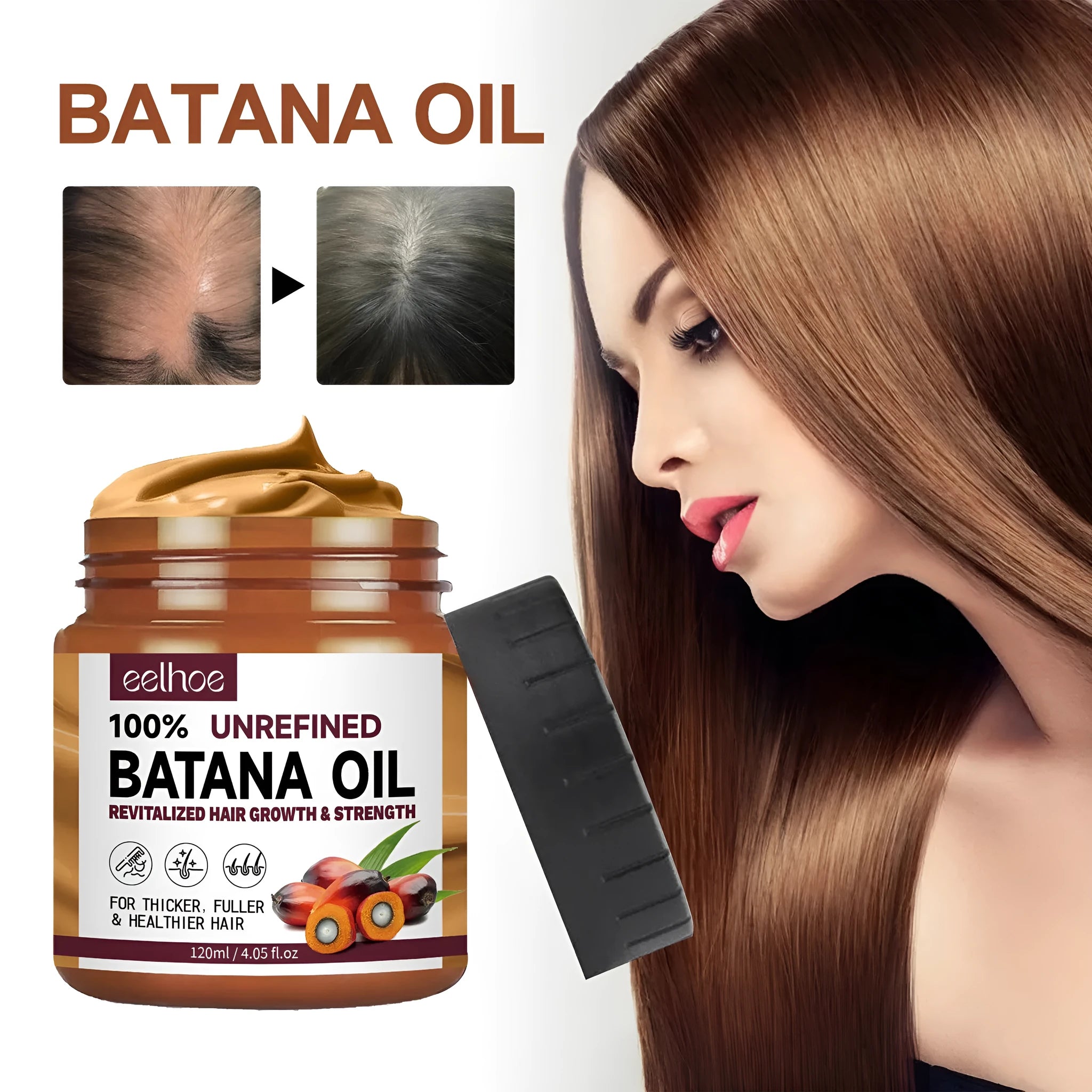 120ml tube of pure Batana oil hair conditioner for straightening and treating split ends