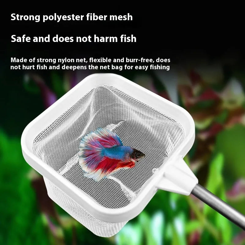 Stainless steel retractable fishnet with stereo net head for aquarium use, black colour option