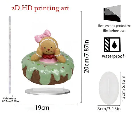 Acrylic flat standing ornament with printed European-style design for Christmas and other holidays