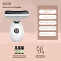 Household electric stone scraping facial massager with Black Stone finish, four gear levels, and temperature adjustment, includes essential oil bottles