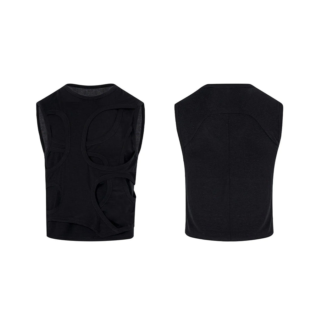 Men's solid colour lyocell vest tank top on a hanger, showing round neck and sleeveless design.