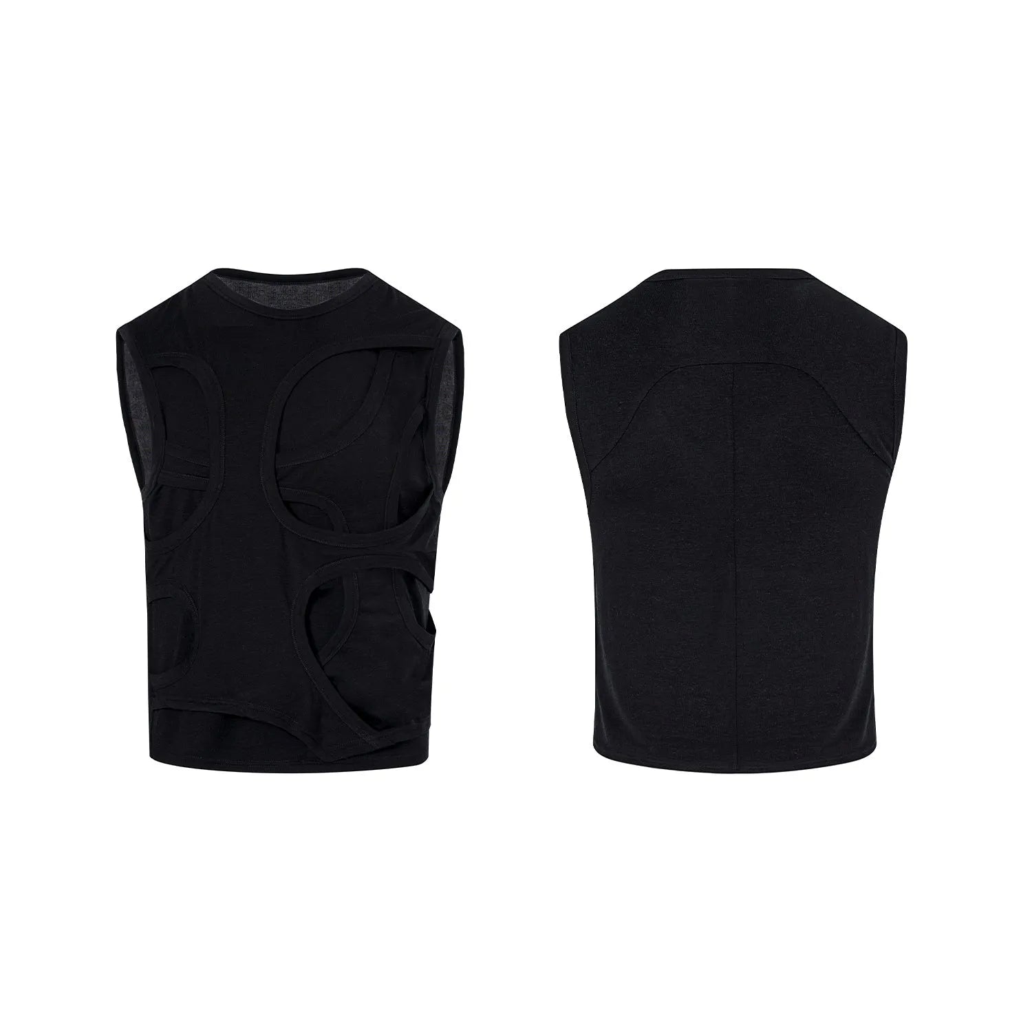 Men's solid colour lyocell vest tank top on a hanger, showing round neck and sleeveless design.