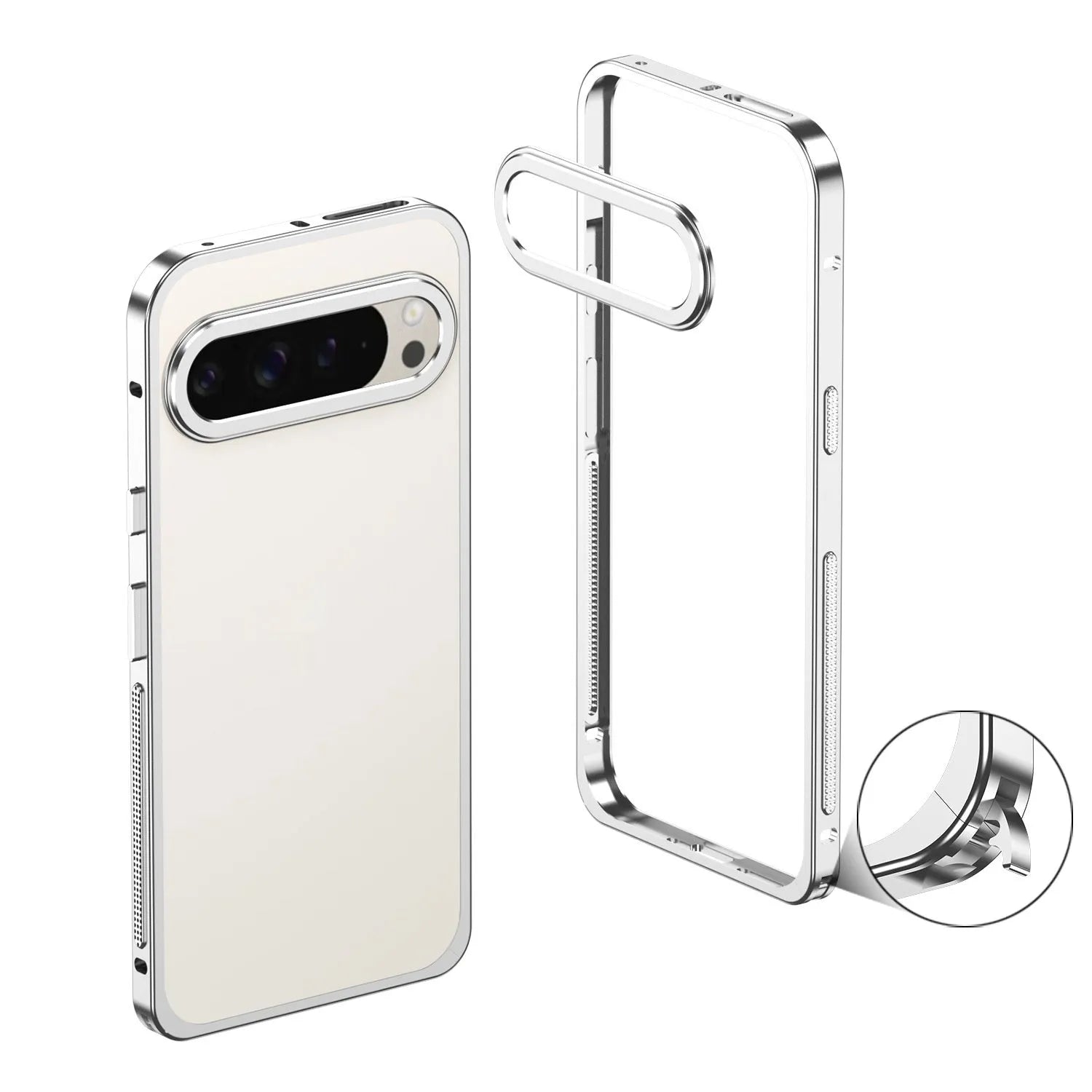 Aluminium alloy heat dissipation phone case for Google Pixel 9 Pro XL in black with separate lens case