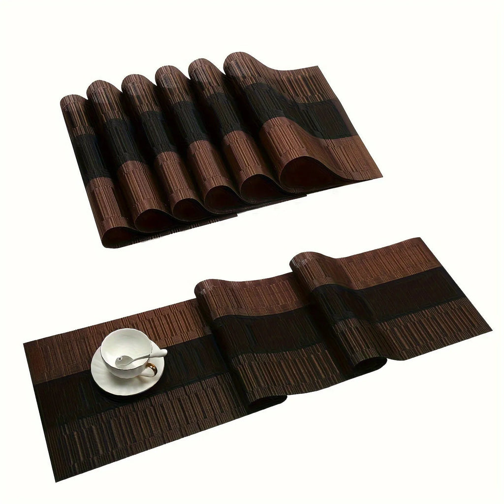 PVC non-slip kitchen sink placemat in gradient bamboo or infinite long colours on a counter.