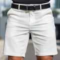 Men's straight leg solid colour fifth pants in polyester with micro elasticity