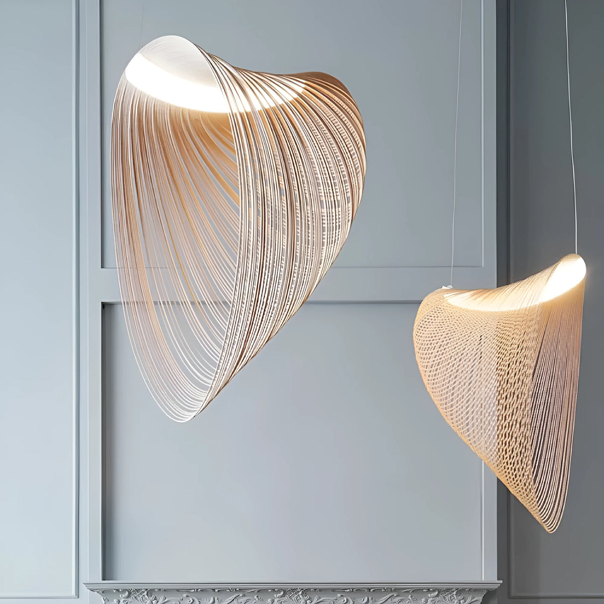 Nordic modern wood chandelier with PMMA lampshade for dining room in 40cm size